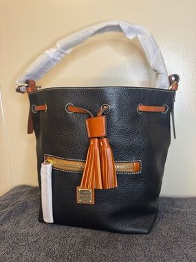 Dooney & Bourke Midnight Blue Pebble Grain Aimee Drawstring Bag